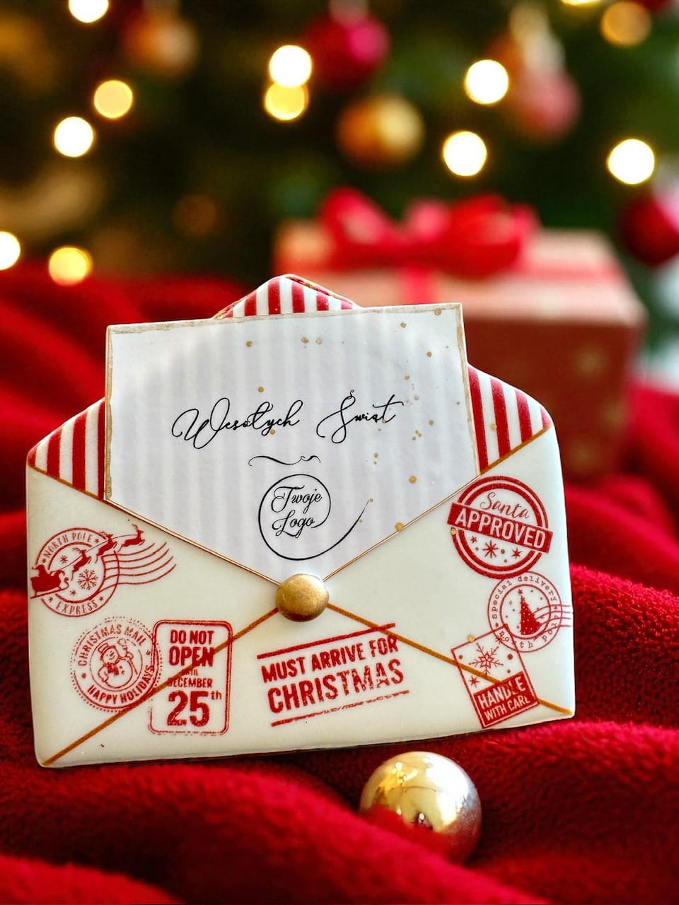 List personalizowany z piernika, świąteczny list pięknie zapakowany