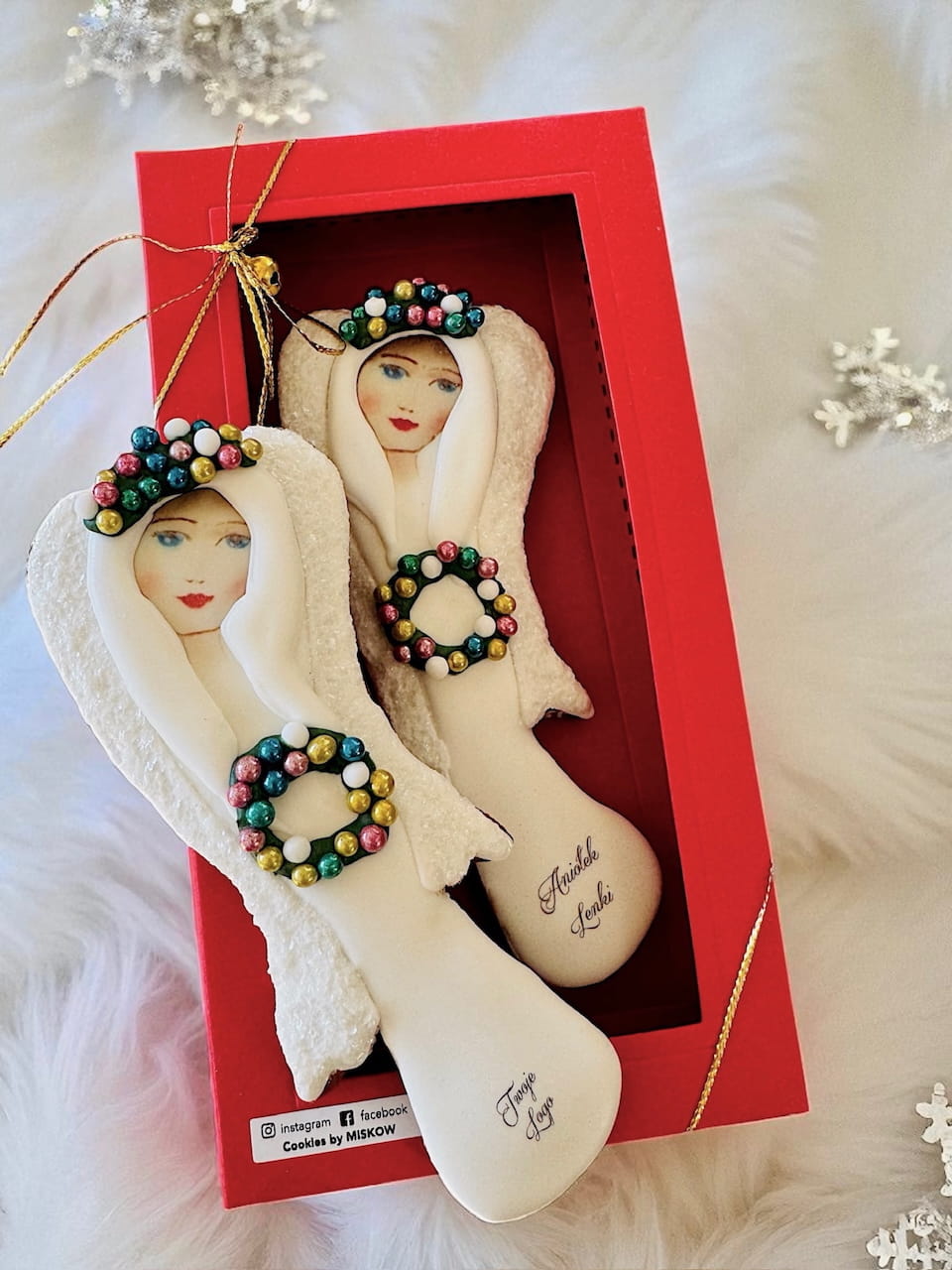 Piernik świąteczny w kształci aniołka, personalizowany piernik dla firm