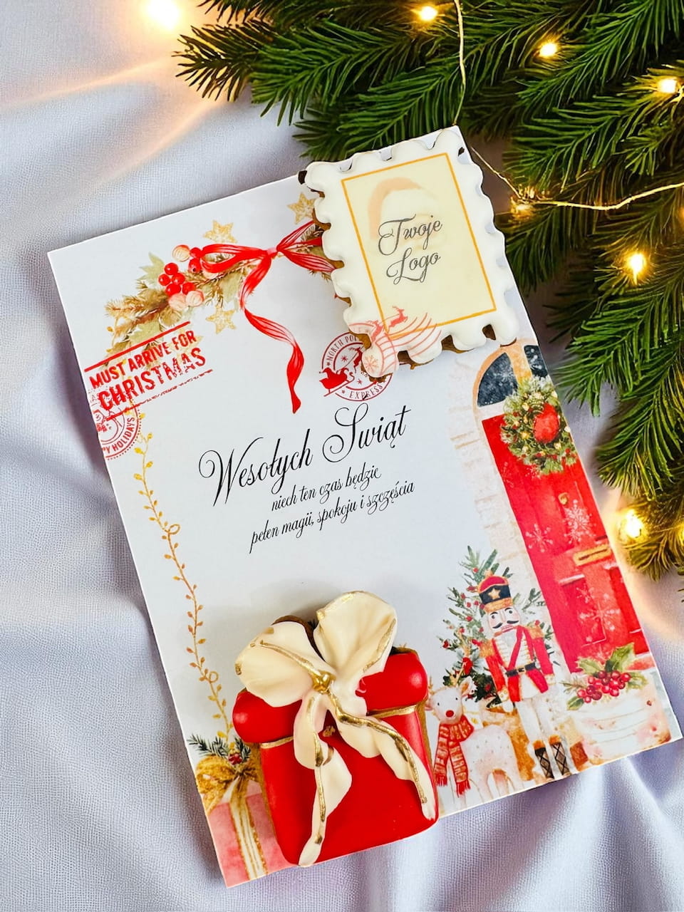Kartka świąteczna z pierniczkami, lukier królewski, personalizowany prezent na święta