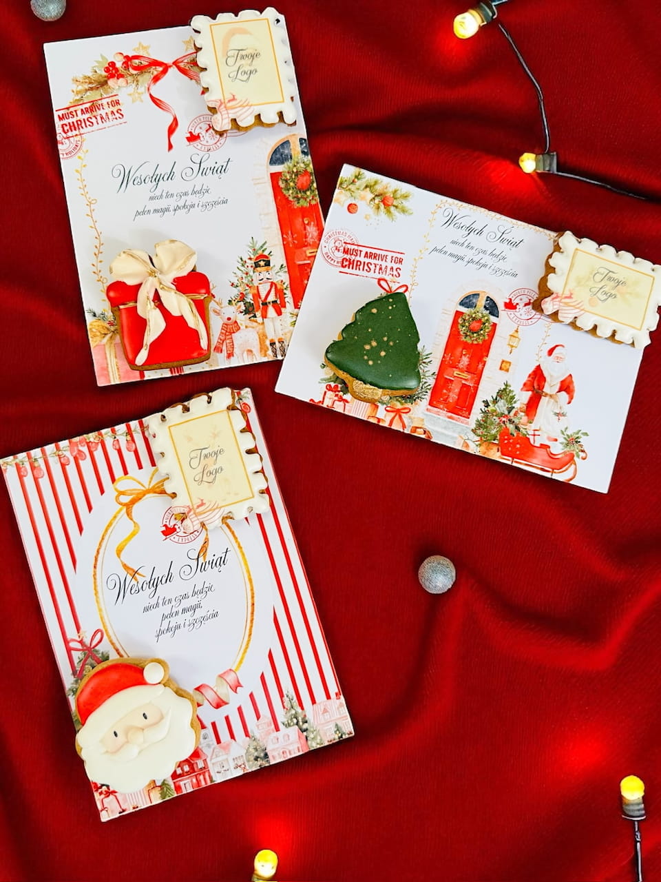 Kartka świąteczna z pierniczkami, lukier królewski, personalizowany prezent na święta