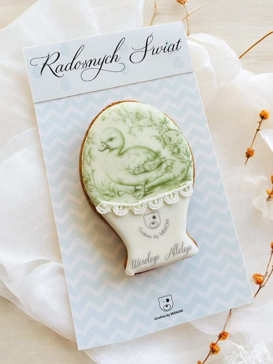 wielkanocna piernikowa pisanka retro, jajko personalizowane z logo na tekturce