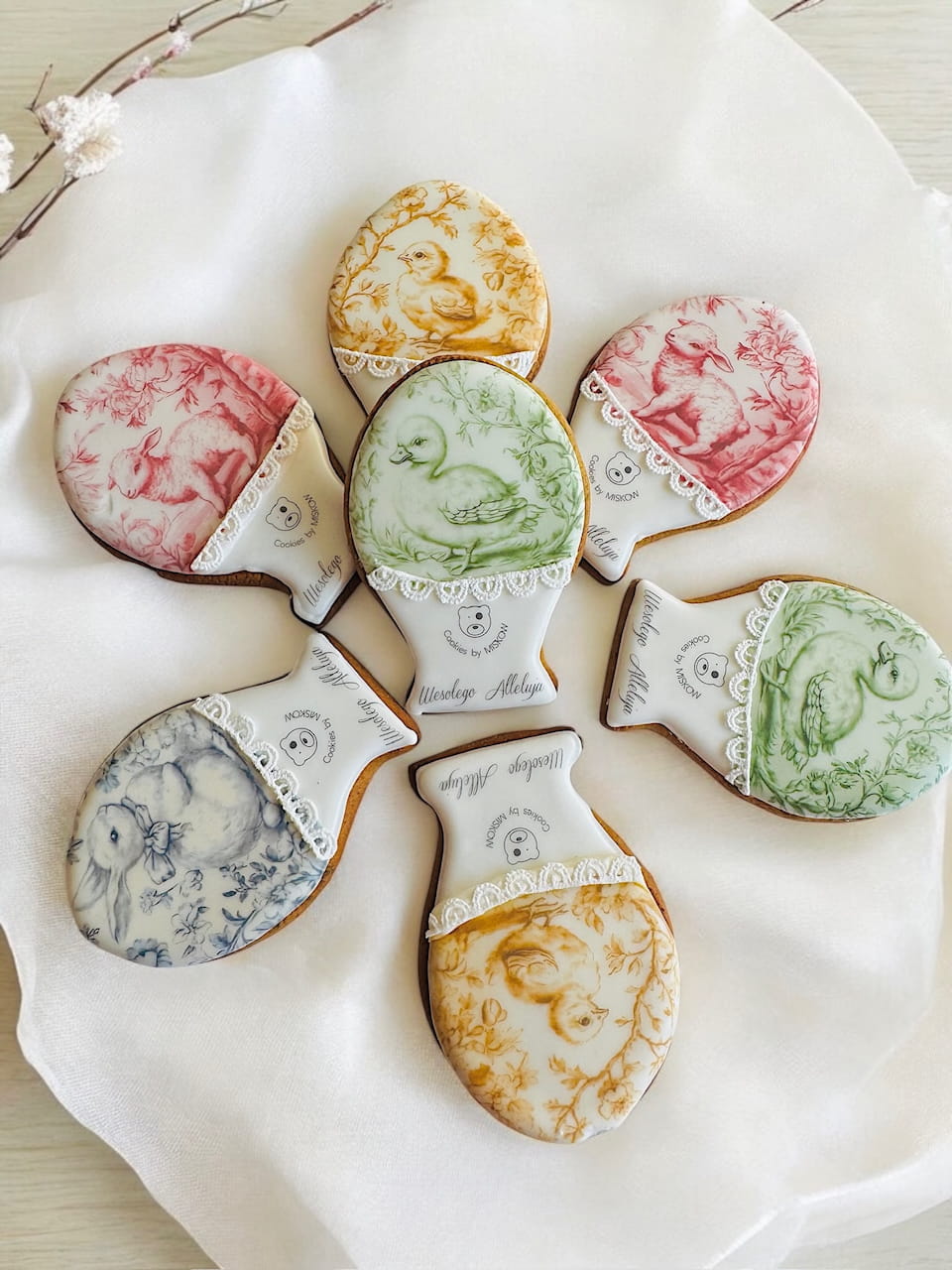 jajka wielkanocne retro, personalizowane pierniczki