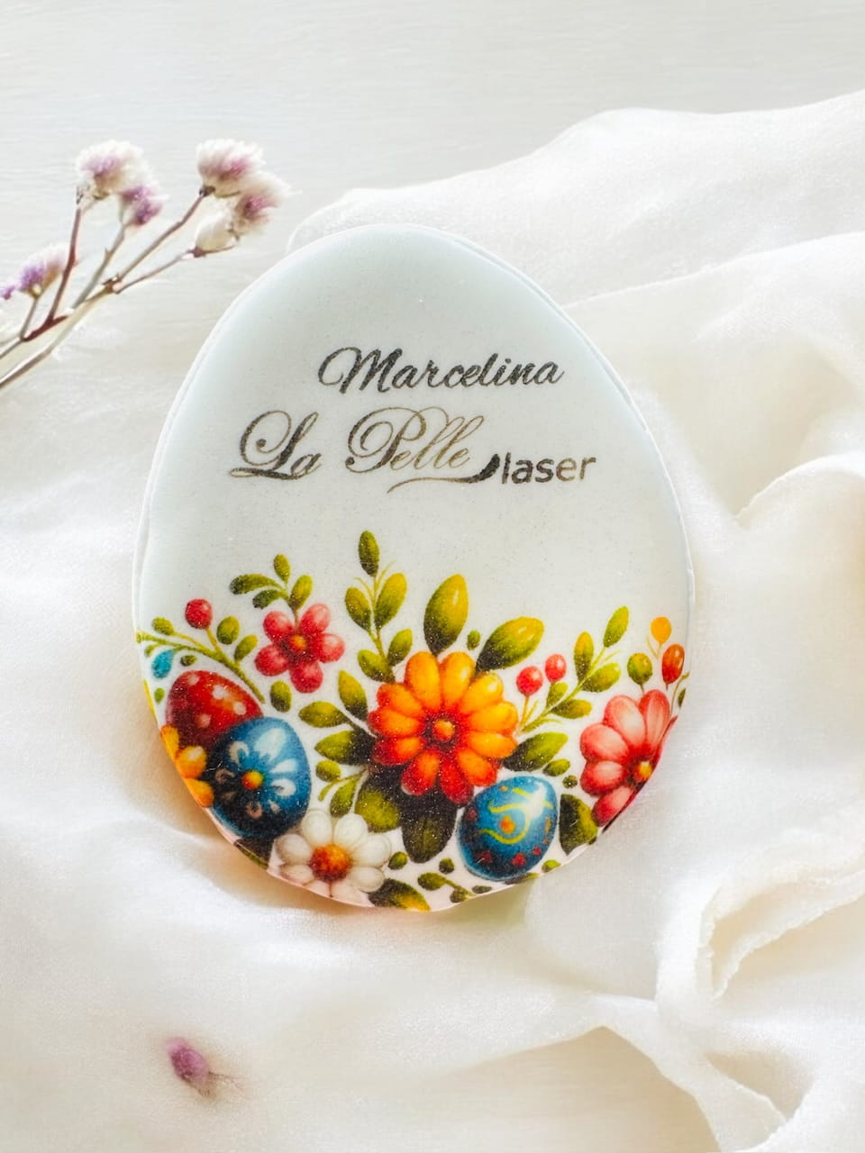 Pisanka z piernika, kwiatowy folklor, personalizowana z logo