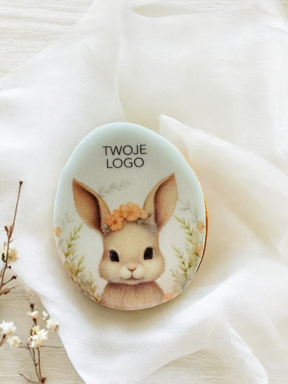 Wielkanocna pisanka z piernika w pudełeczku, personalizowana z logo