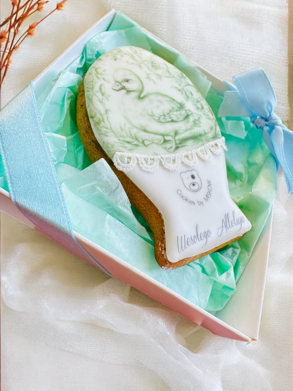 jajko wielkanocne retro, piernik personalizowany w pudełeczku