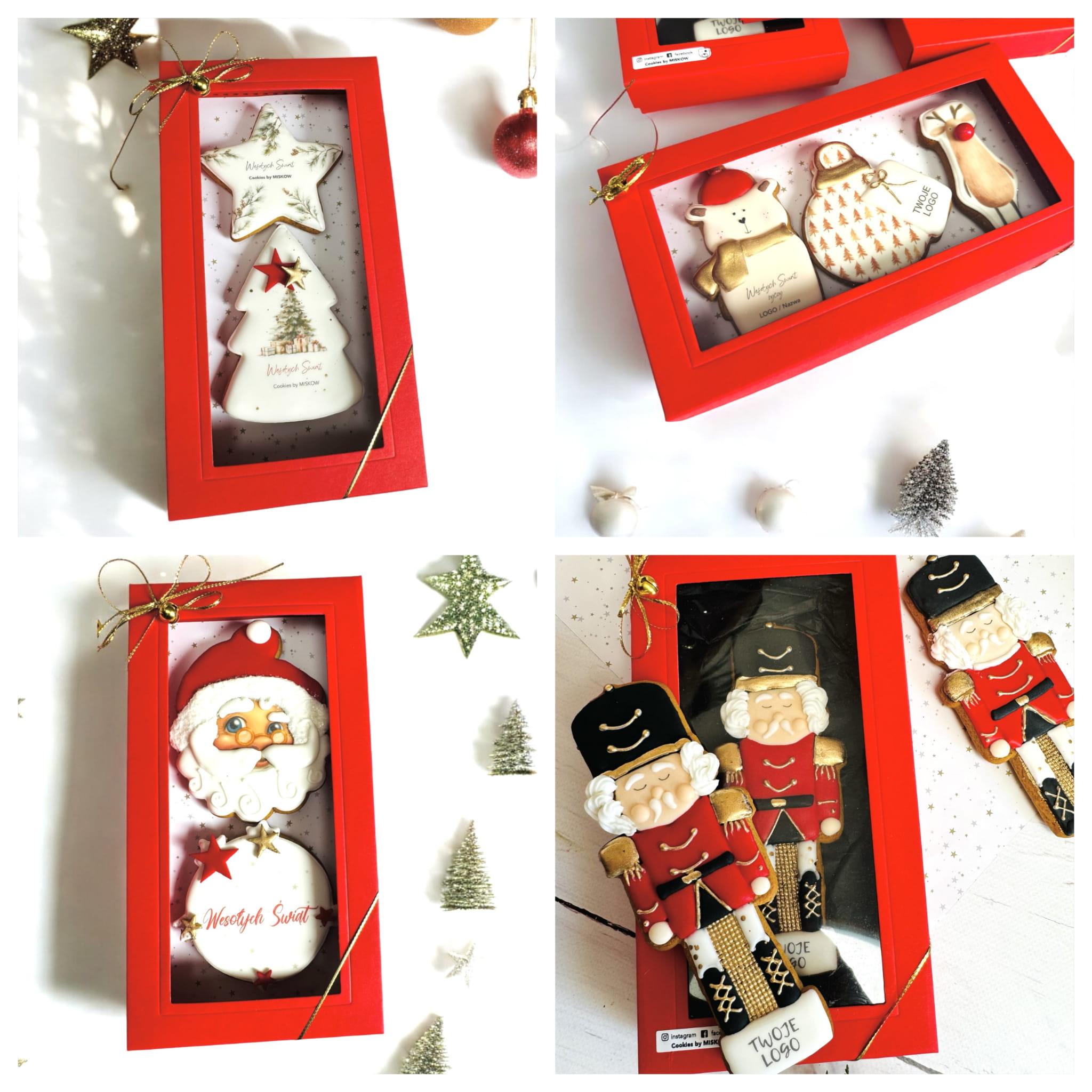 zestawy piernikowe w pięknych czerowonych pudełkach