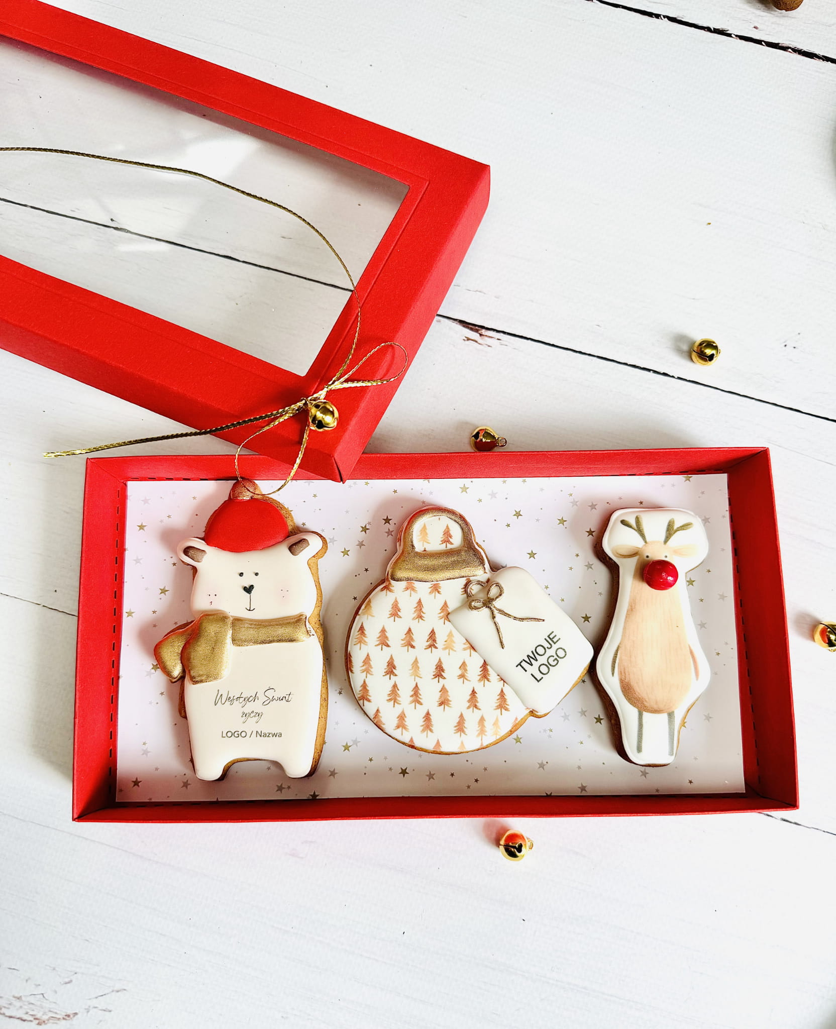 zestaw piernikowy misio bombka i renifer